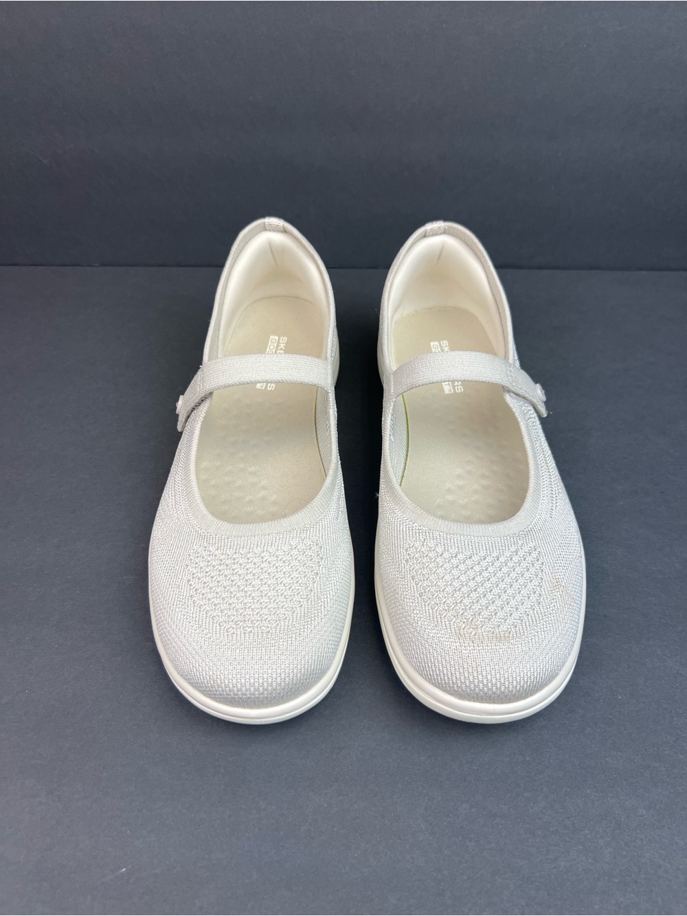 Skechers Knit Mary Jane Slip-On in Light Gray and White Size 9 - Picture 8 of 8